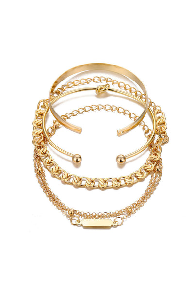 Juego de Pulseras de Cadena de Metal de 4 Piezas.