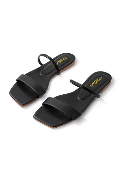Sandalias Planas de Punta Cuadrada Básicas.
