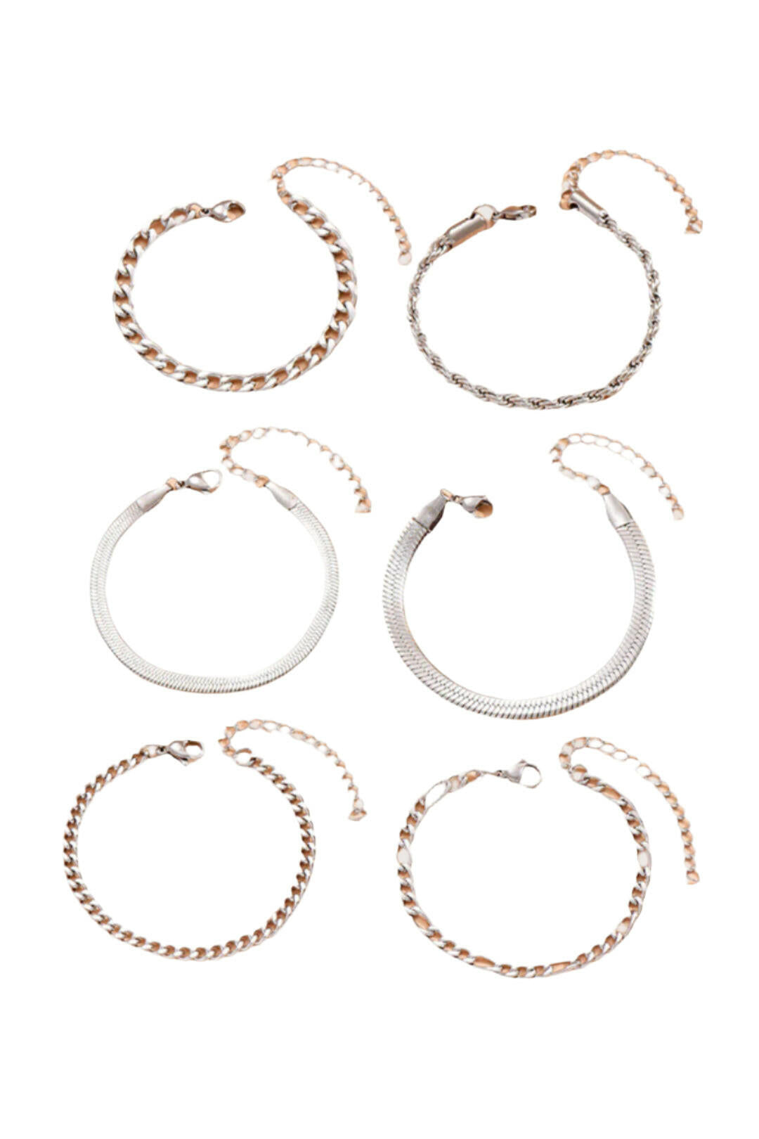 Conjunto de Pulseras de Cadena Cubana de 6 Piezas.