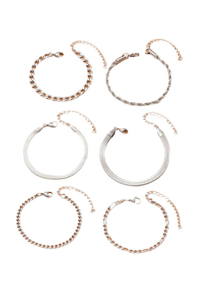 Conjunto de Pulseras de Cadena Cubana de 6 Piezas.