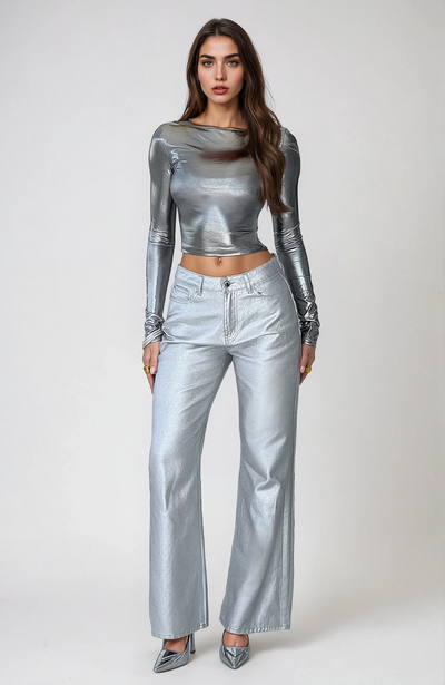 Pantalón plateado ALYRA.