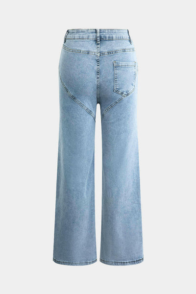 Effie Jeans Ripped Straight-Leg con Rhinestones.