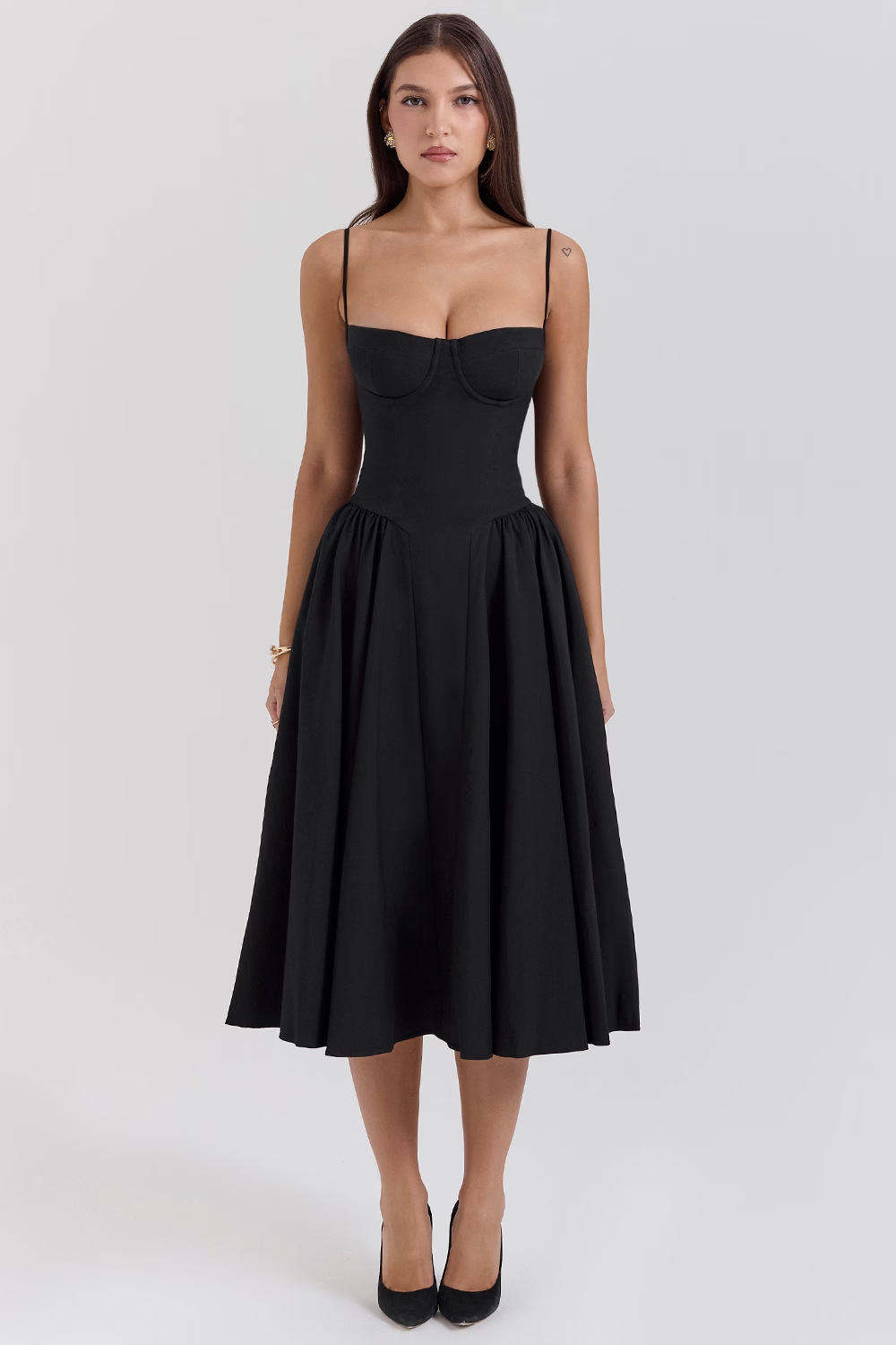 Felicity Vestido Midi Corsé Sin Mangas.
