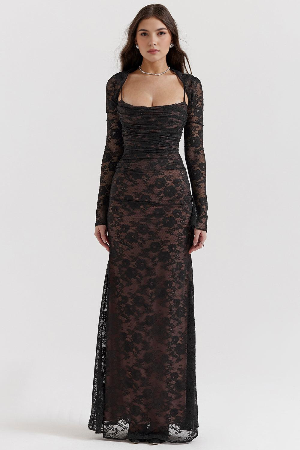 Celeste - Vestido Maxi de Encaje.