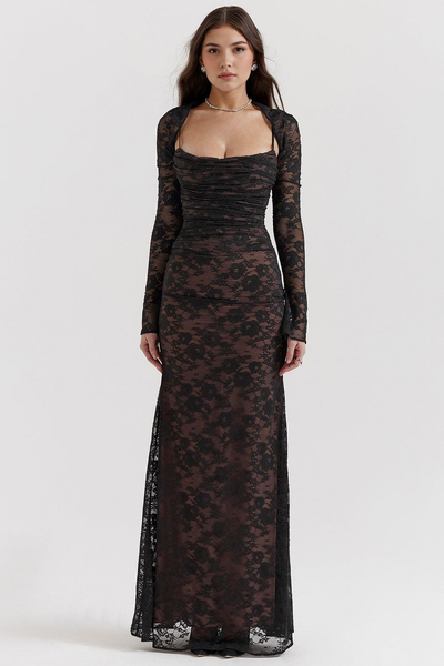 Celeste - Vestido Maxi de Encaje.