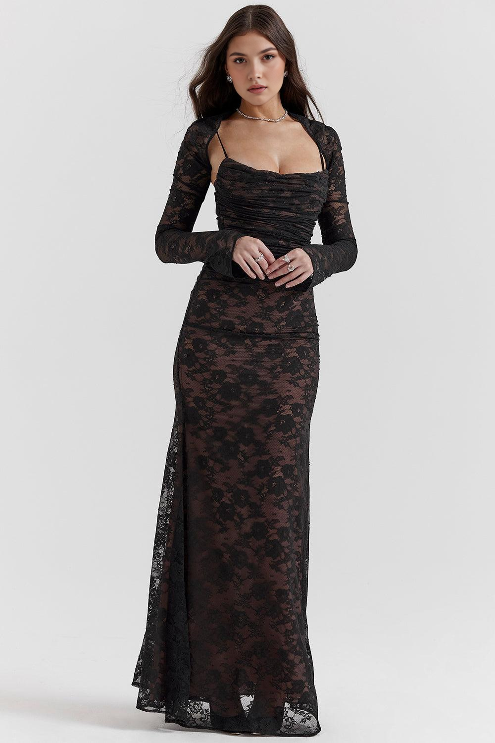 Celeste - Vestido Maxi de Encaje.