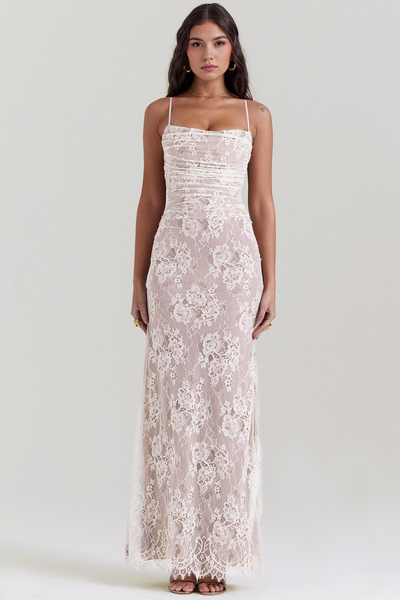 Celeste - Vestido Maxi de Encaje.