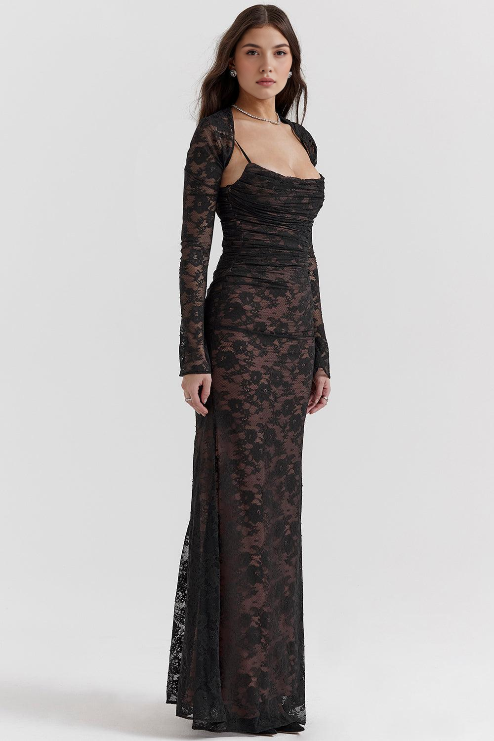 Celeste - Vestido Maxi de Encaje.