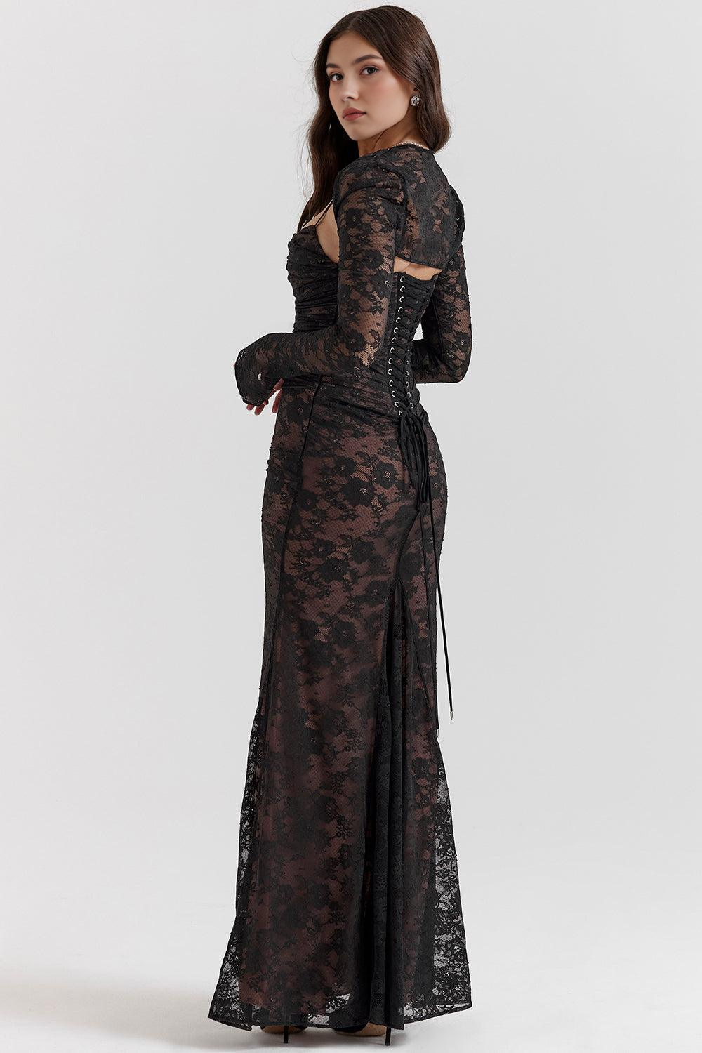 Celeste - Vestido Maxi de Encaje.