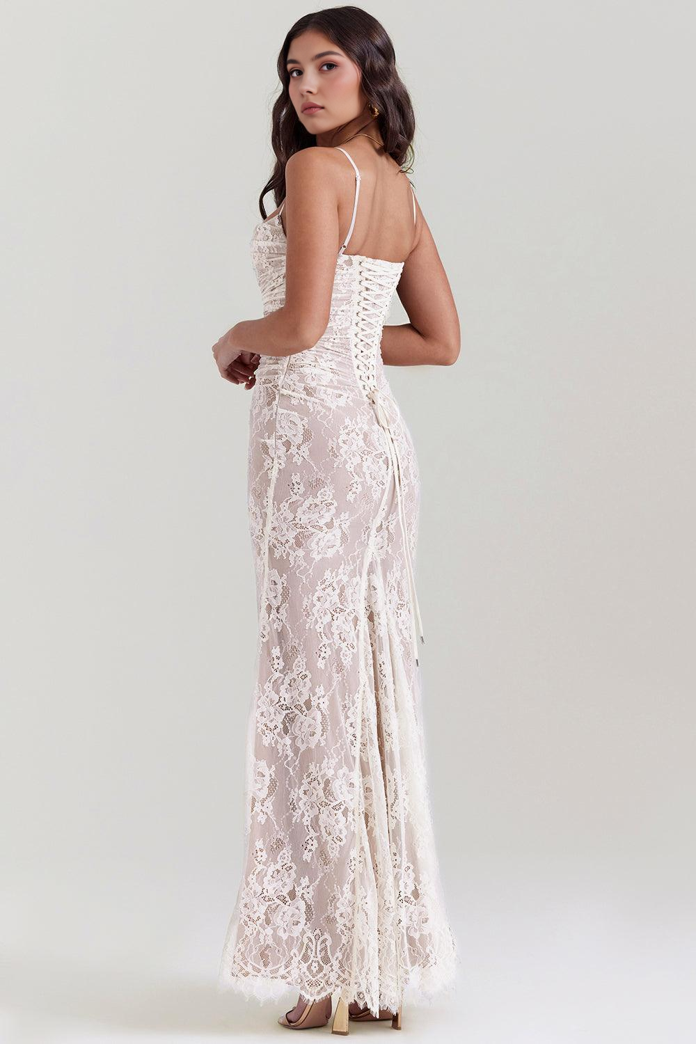 Celeste - Vestido Maxi de Encaje.