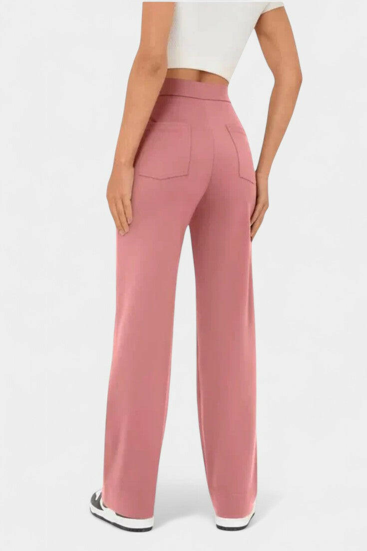 Nova Pantalones Rectos de Cintura Alta y Elasticidad.