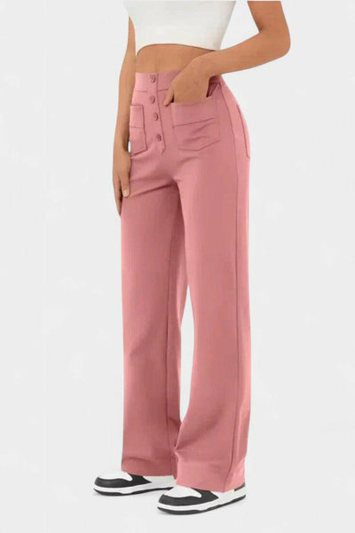 Nova Pantalones Rectos de Cintura Alta y Elasticidad.