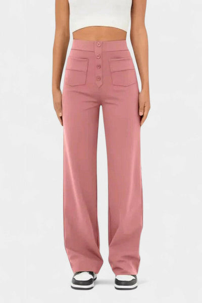 Nova Pantalones Rectos de Cintura Alta y Elasticidad.