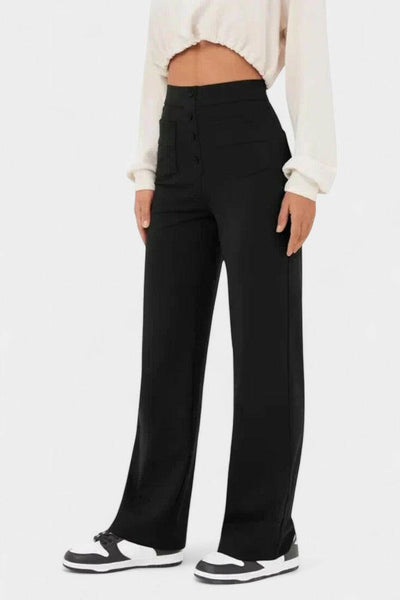 Nova Pantalones Rectos de Cintura Alta y Elasticidad.