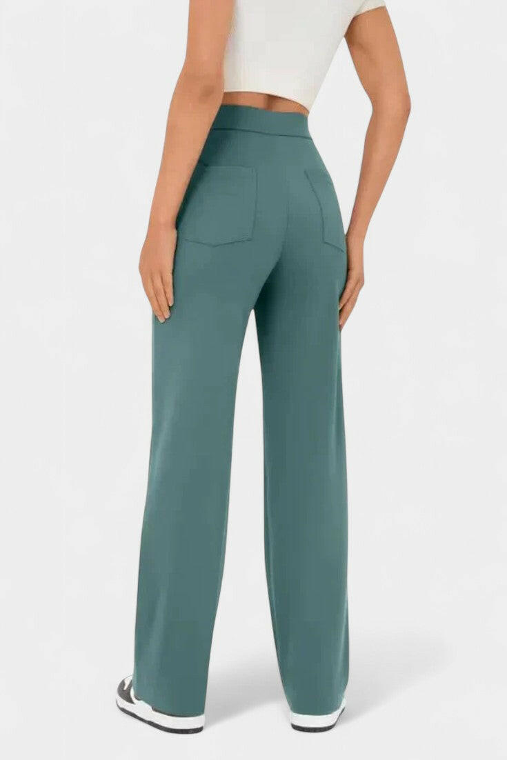 Nova Pantalones Rectos de Cintura Alta y Elasticidad.