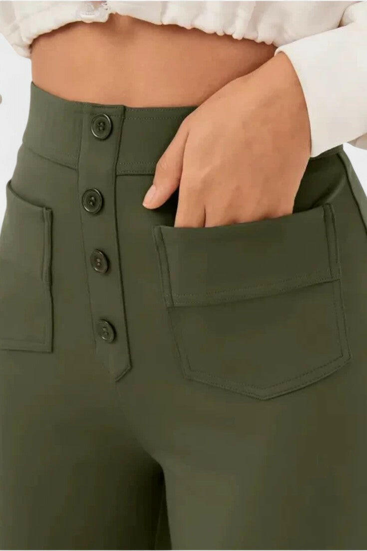 Nova Pantalones Rectos de Cintura Alta y Elasticidad.