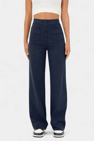 Nova Pantalones Rectos de Cintura Alta y Elasticidad.