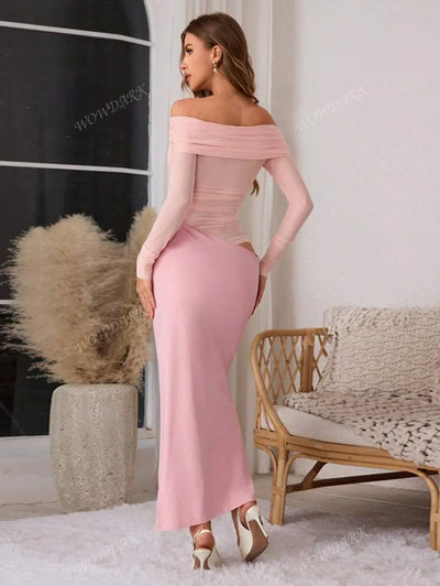 Chloe sieťované dlhé slim fit šaty
