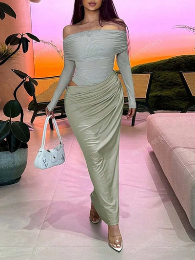 Chloe sieťované dlhé slim fit šaty