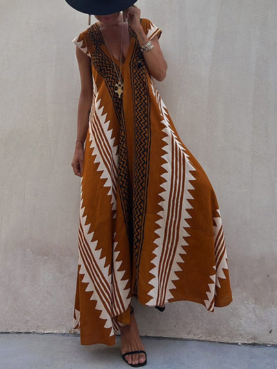 Boho | Vestido sin mangas con cuello en V.