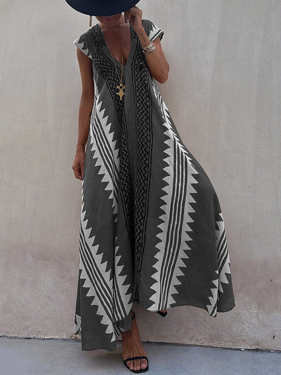 Boho | Vestido sin mangas con cuello en V.