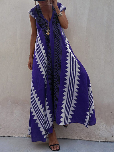 Boho | Vestido sin mangas con cuello en V.
