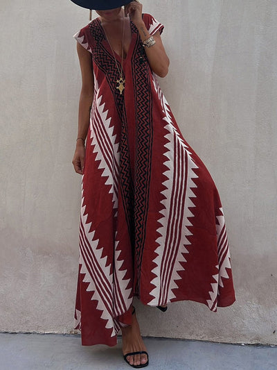 Boho | Vestido sin mangas con cuello en V.