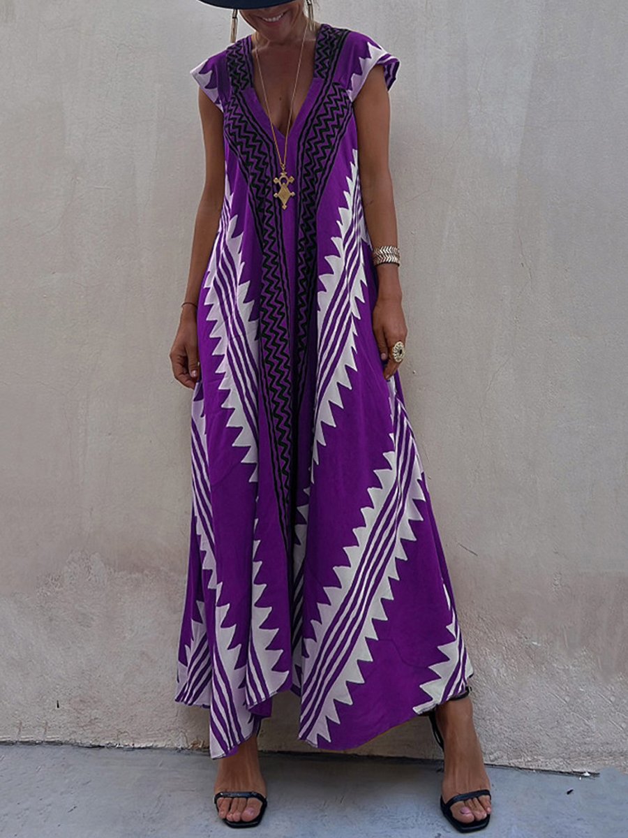 Boho | Vestido sin mangas con cuello en V.