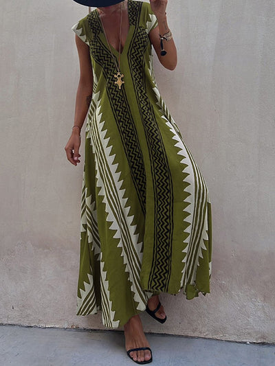 Boho | Vestido sin mangas con cuello en V.