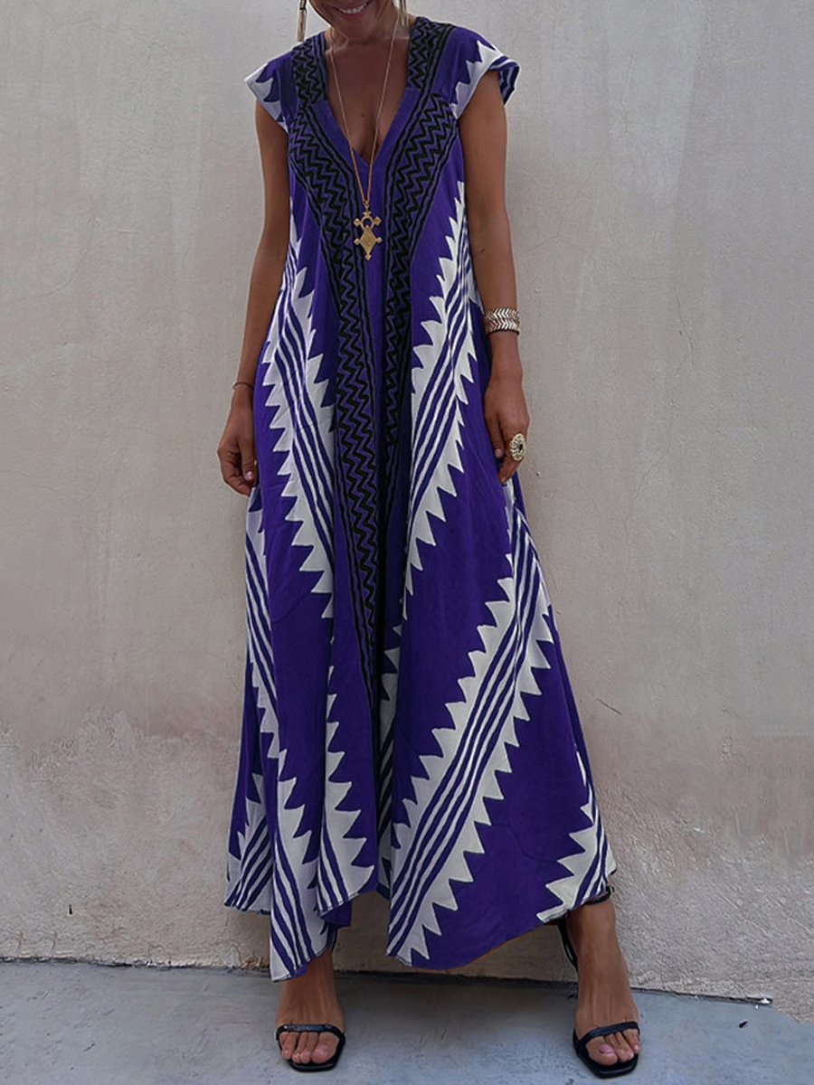 Boho | Vestido sin mangas con cuello en V.
