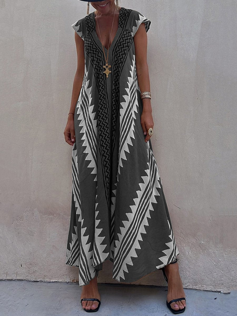 Boho | Vestido sin mangas con cuello en V.