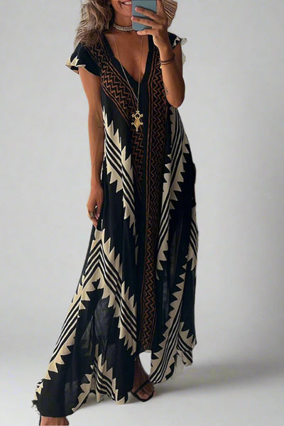 Boho | Vestido sin mangas con cuello en V.