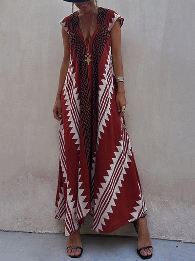 Boho | Vestido sin mangas con cuello en V.