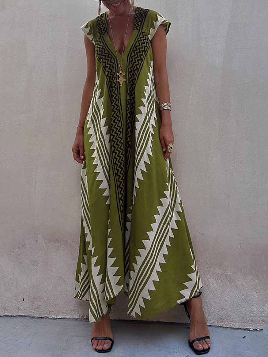 Boho | Vestido sin mangas con cuello en V.