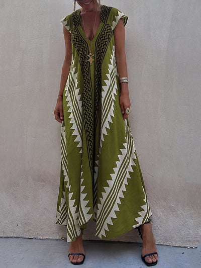 Boho | Vestido sin mangas con cuello en V.