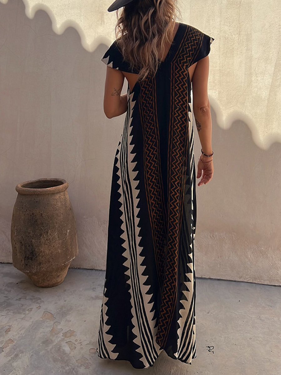 Boho | Vestido sin mangas con cuello en V.