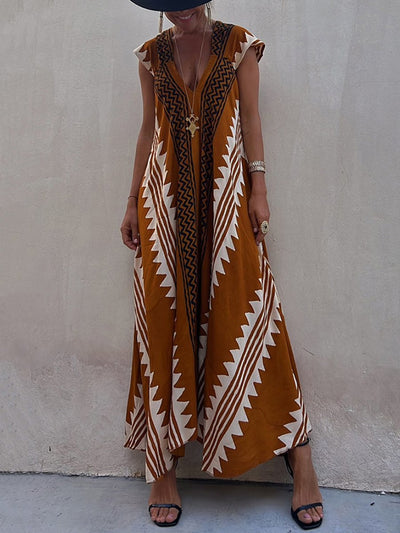 Boho | Vestido sin mangas con cuello en V.