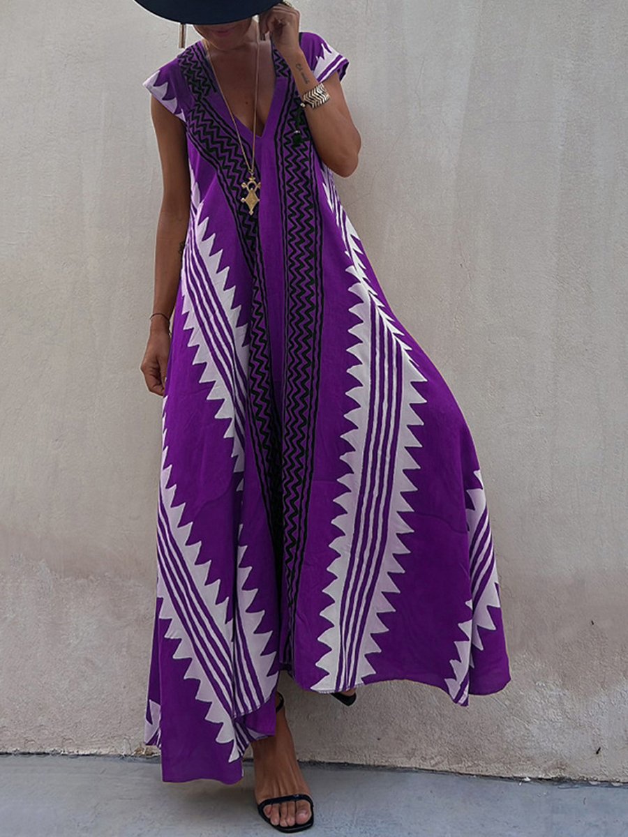 Boho | Vestido sin mangas con cuello en V.