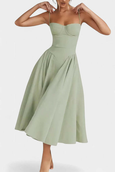 Felicity Vestido Midi Corsé Sin Mangas.