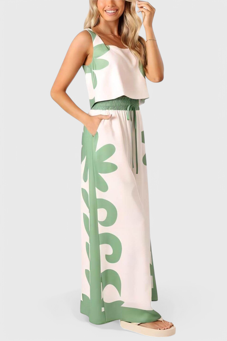 Serafina Conjunto Sin Mangas Floral Boho.