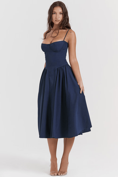 Felicity Vestido Midi Corsé Sin Mangas.