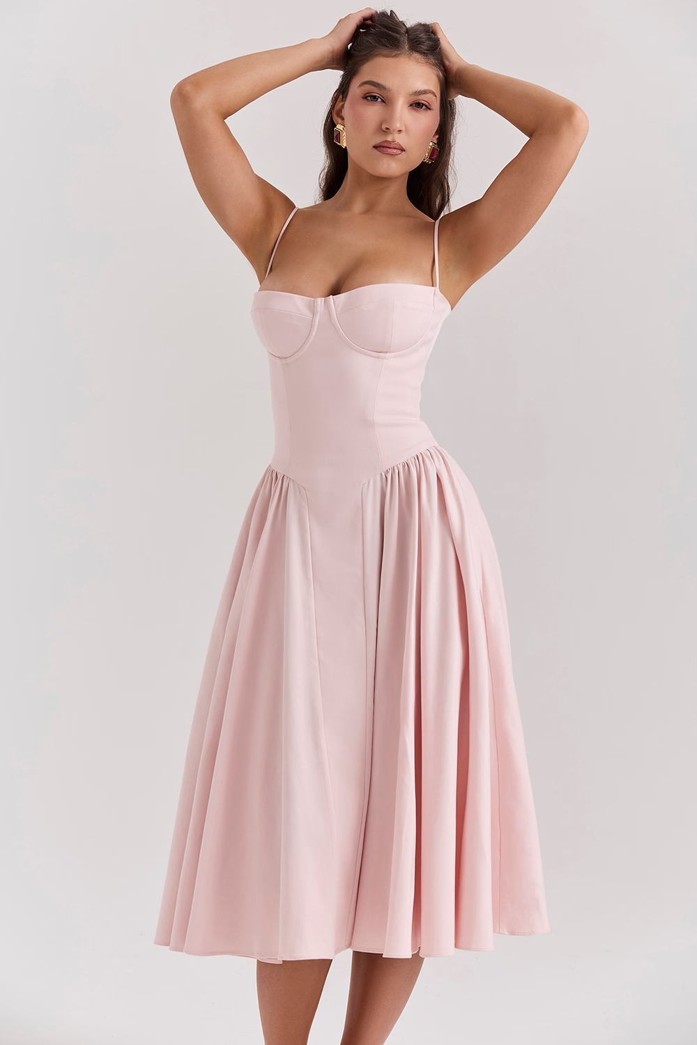 Felicity Vestido Midi Corsé Sin Mangas.
