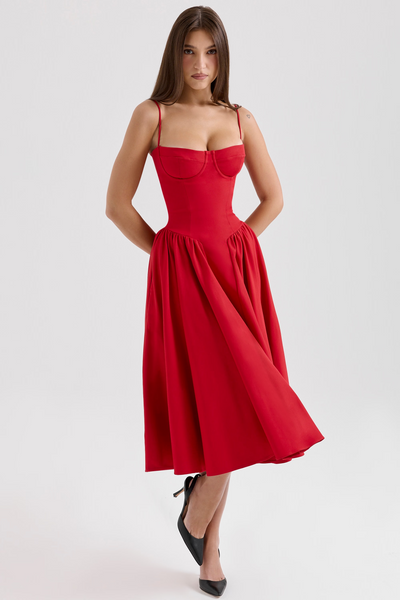 Felicity Vestido Midi Corsé Sin Mangas.
