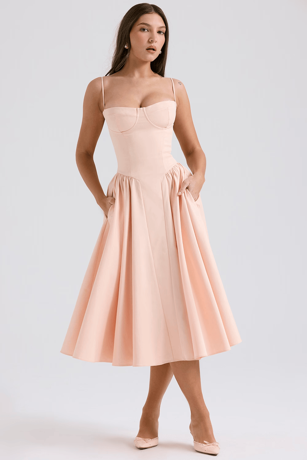Felicity Vestido Midi Corsé Sin Mangas.