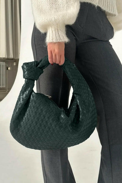 Sage Bolso de Hombro Mediano Tejido.