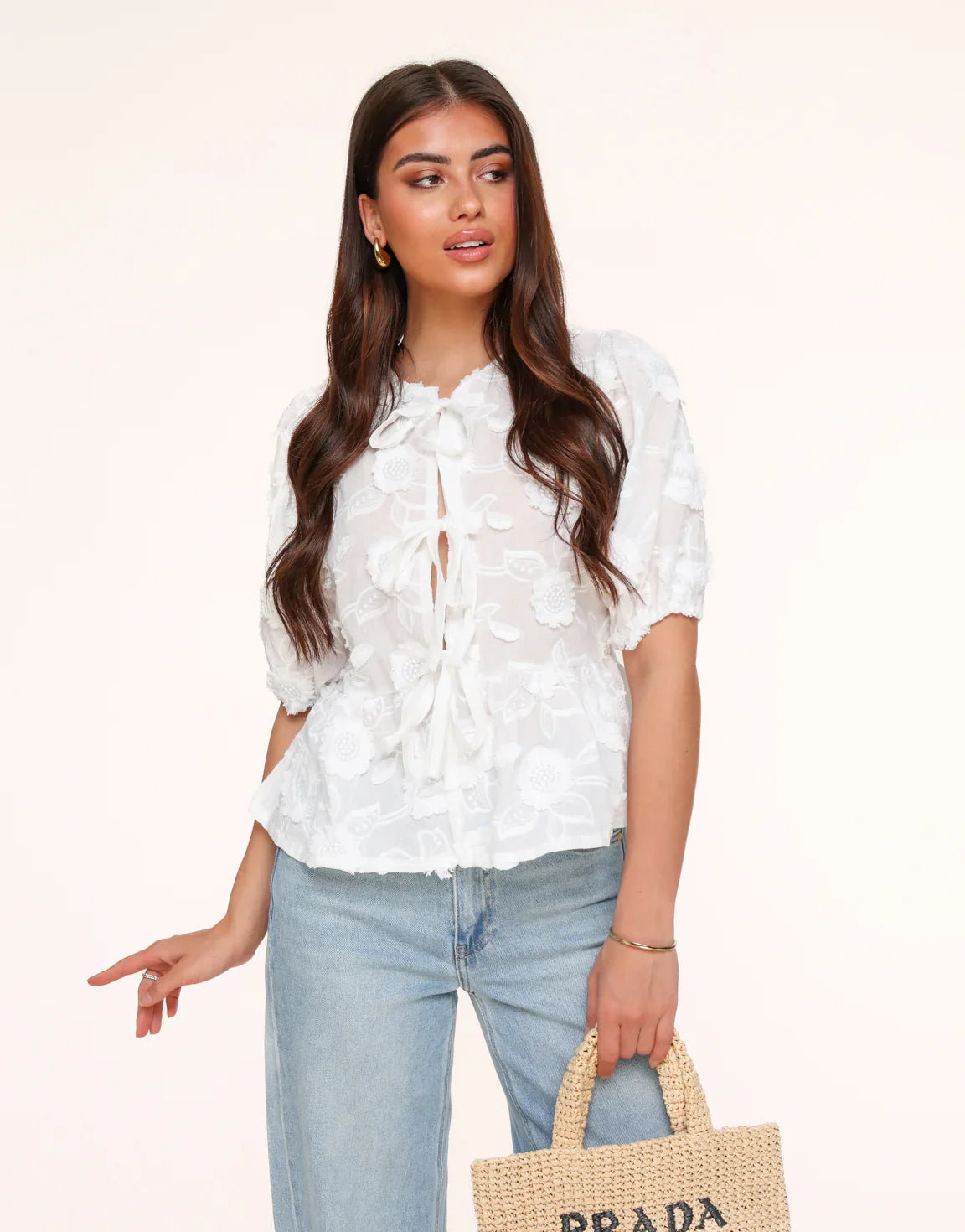 Luna | Biely kvetinový top