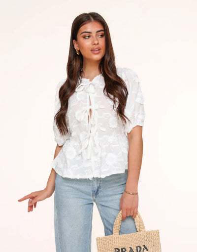 Luna | Biely kvetinový top