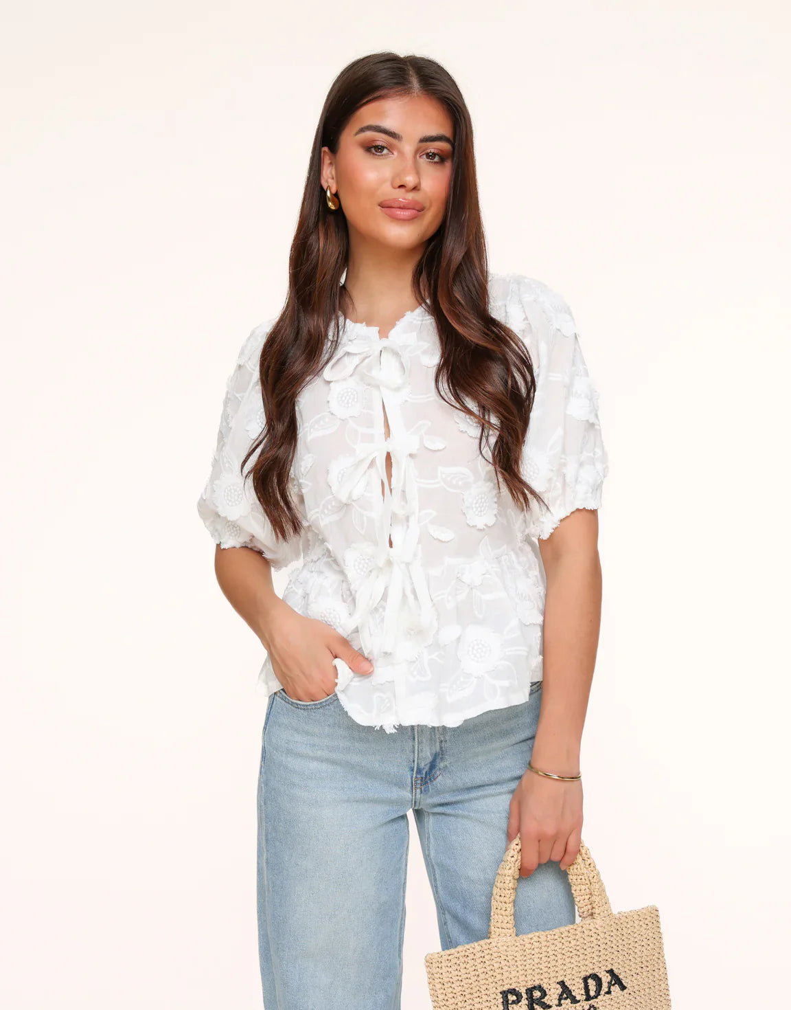 Luna | Biely kvetinový top