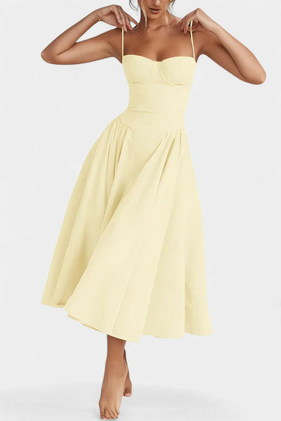 Felicity Vestido Midi Corsé Sin Mangas.