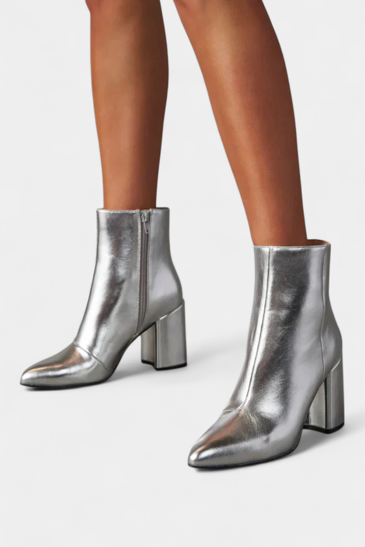 Ralica Botas de Tobillo Metálicas Plateadas.